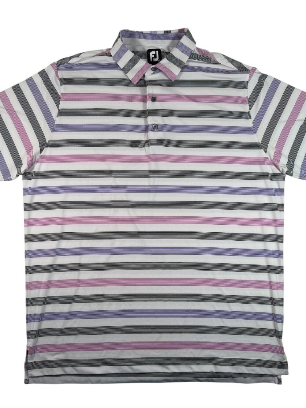 FootJoy Short Mens 2XL Purple Short Sleeve Performance Striped Polo Golf Shirt